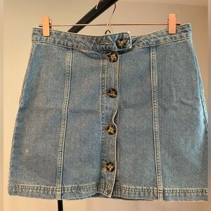 BDG Women's Medium Wash Button Front Cotton Denim Jean Skirt Size Large
